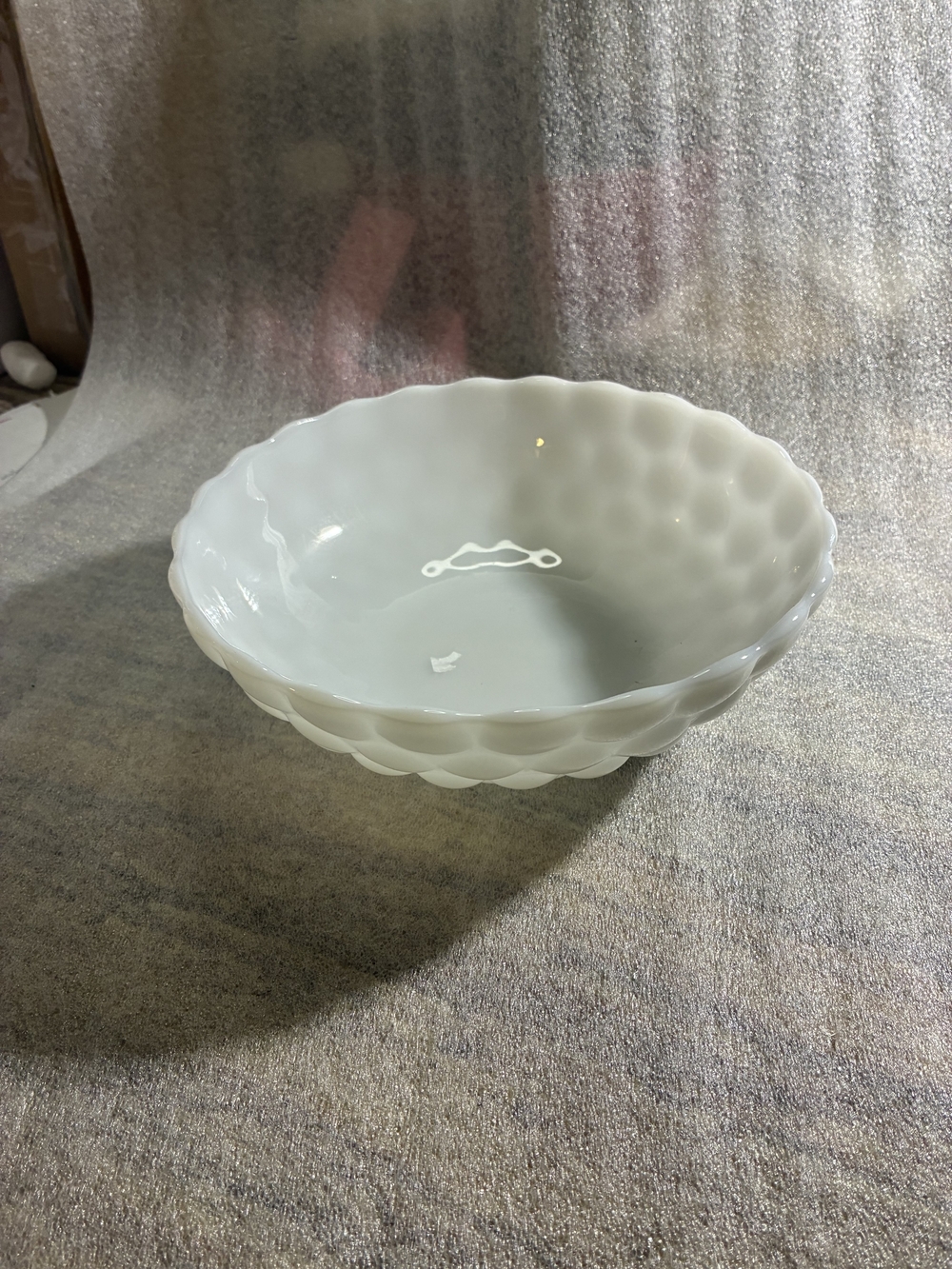 Anchor Hocking White Milk Glass Scalloped Serving Bowl